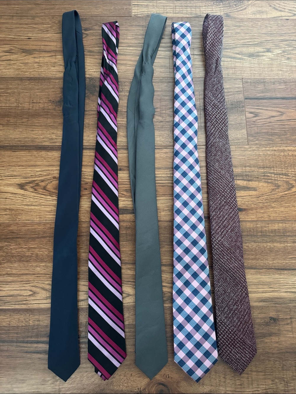 Men's Assorted Pattern Necktie Set (5) - Navy, Purple, Gray, Blue, Maroon